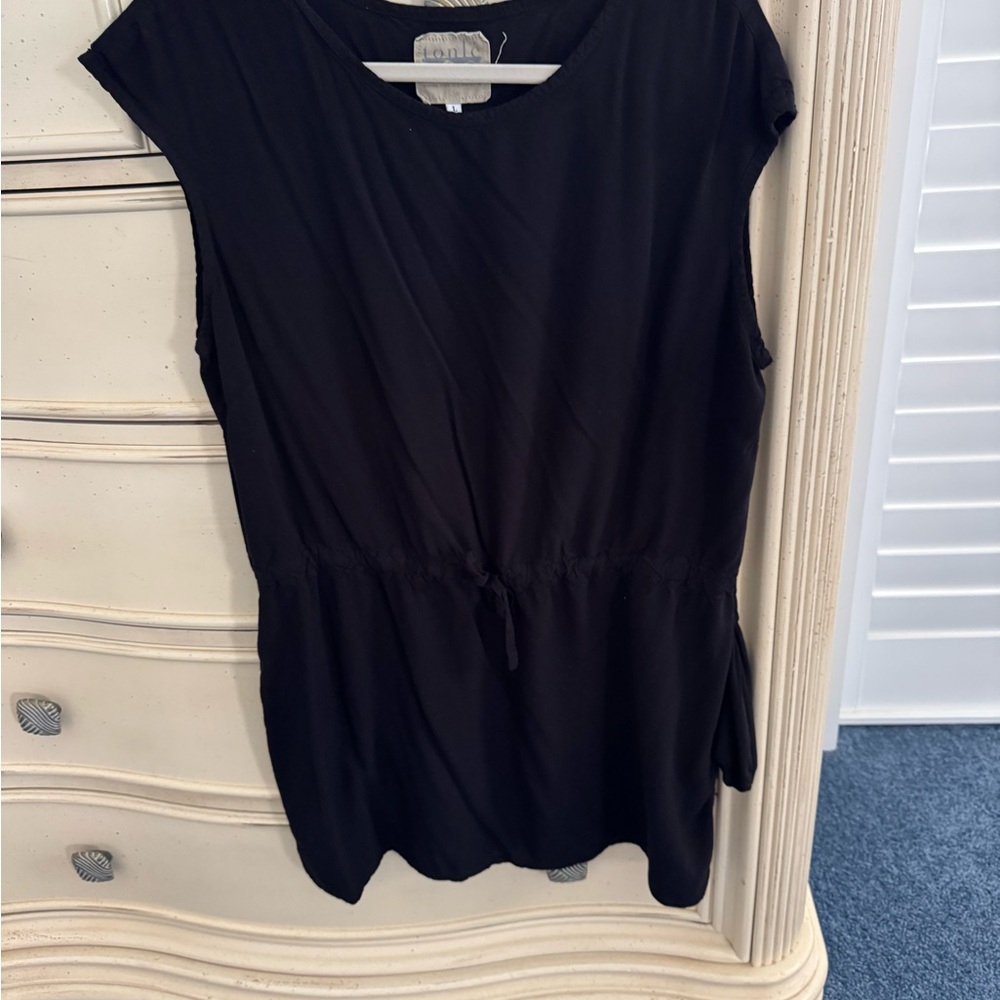 Tonle Black Tie Front Cap Sleeve Dress